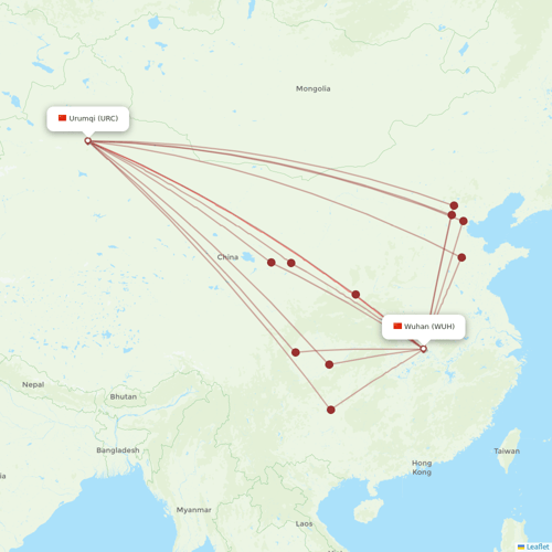 Urumqi Airlines flights between Wuhan and Urumqi