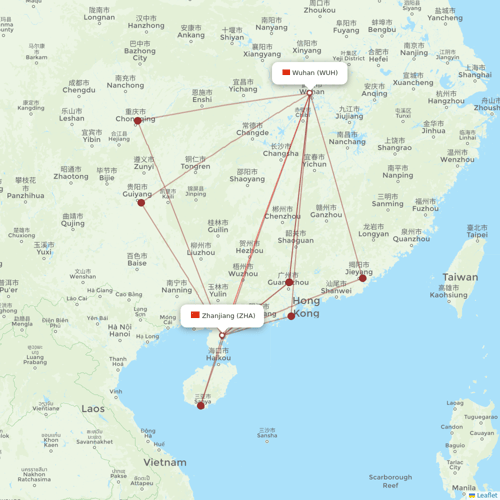 Urumqi Airlines flights between Wuhan and Zhanjiang