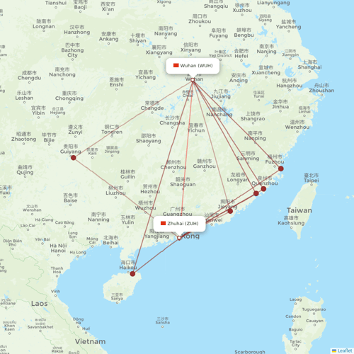 Suparna Airlines flights between Wuhan and Zhuhai