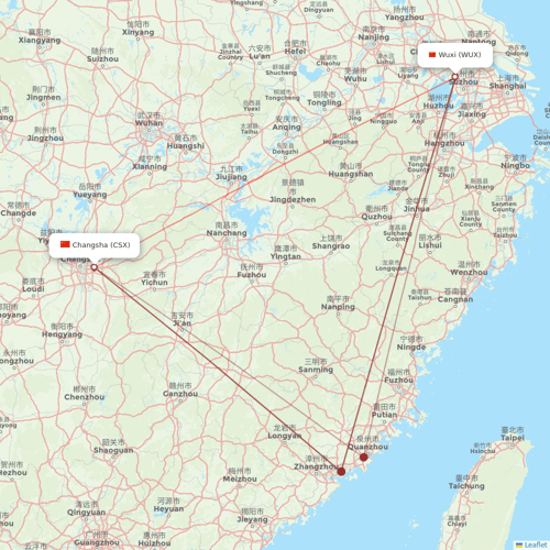 HongTu Airlines flights between Wuxi and Changsha