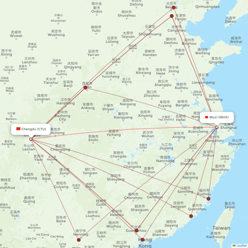 Sichuan Airlines flights between Wuxi and Chengdu