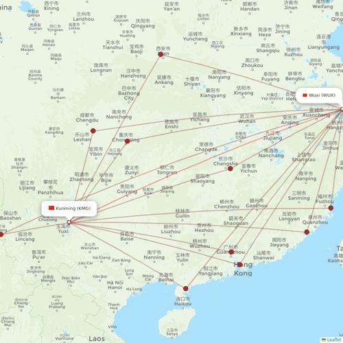 HongTu Airlines flights between Wuxi and Kunming
