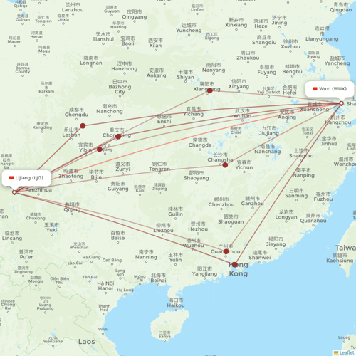 HongTu Airlines flights between Wuxi and Lijiang