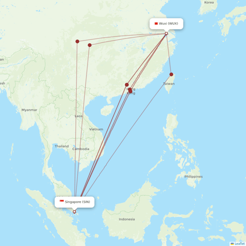 Jetstar Asia flights between Wuxi and Singapore