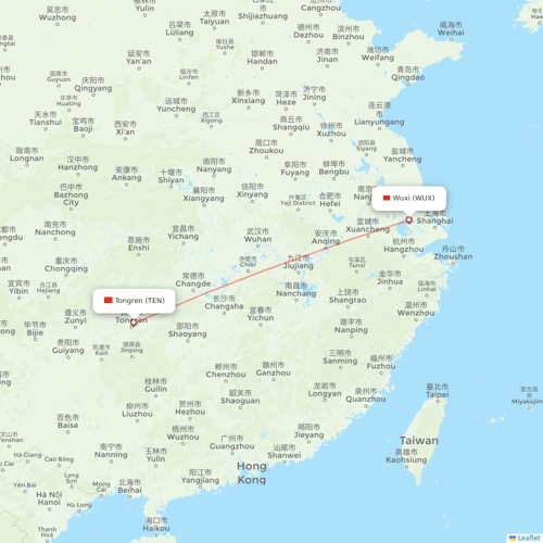 HongTu Airlines flights between Wuxi and Tongren