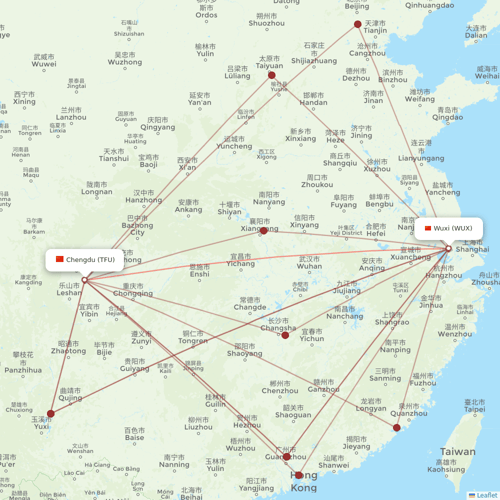 Shenzhen Airlines flights between Wuxi and Chengdu