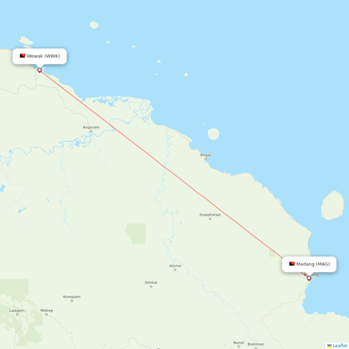PNG Air flights between Wewak and Madang