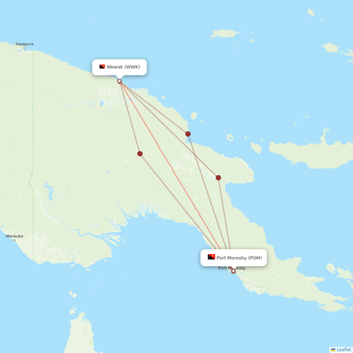 Air Niugini flights between Wewak and Port Moresby
