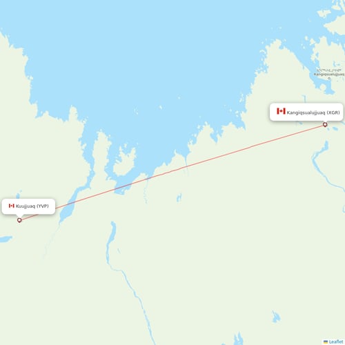Air Inuit flights between Kangiqsualujjuaq and Kuujjuaq