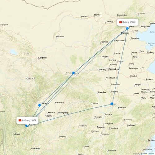 Qingdao Airlines flights between Xichang and Beijing