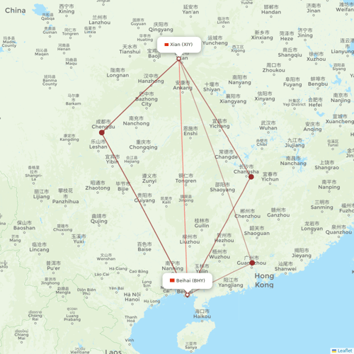 Air Changan flights between Xian and Beihai