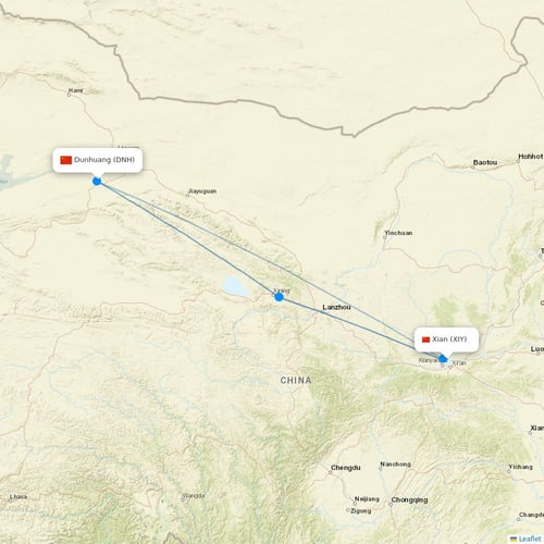Air Changan flights between Xian and Dunhuang