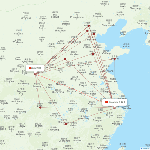 Okay Airways flights between Xian and Hangzhou