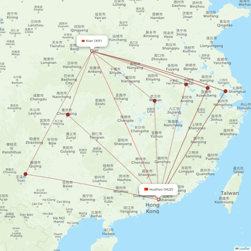 Air Changan flights between Xian and Huizhou