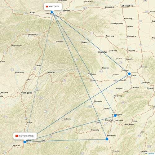 Air Changan flights between Xian and Guiyang