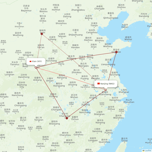 Tianjin Airlines flights between Xian and Nanjing