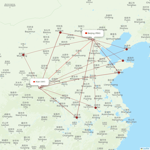 Hainan Airlines flights between Xian and Beijing
