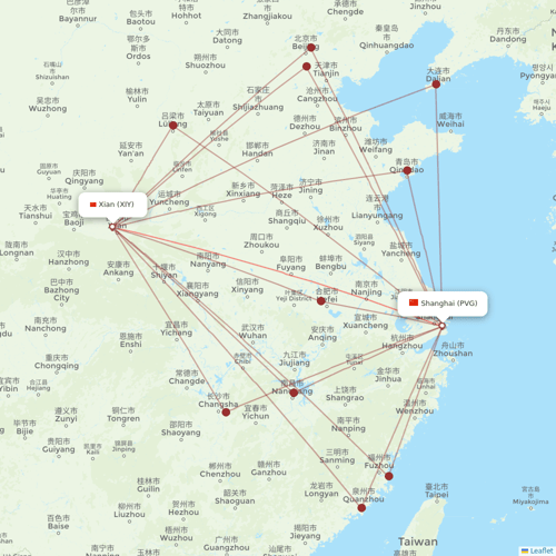 Hainan Airlines flights between Xian and Shanghai