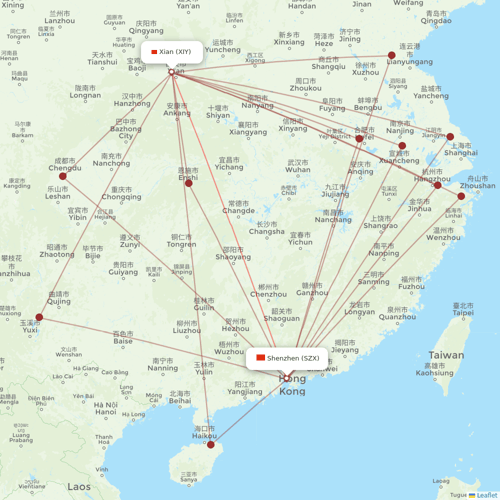 Hainan Airlines flights between Xian and Shenzhen