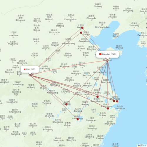 Air Changan flights between Xian and Qingdao