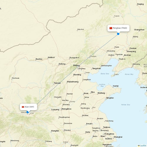 Air Changan flights between Xian and Tongliao