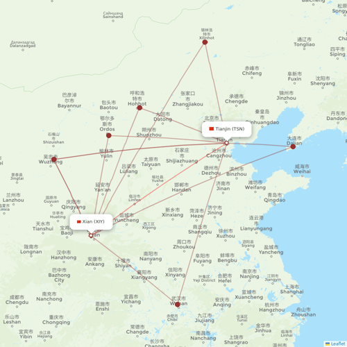 Joy Air flights between Xian and Tianjin
