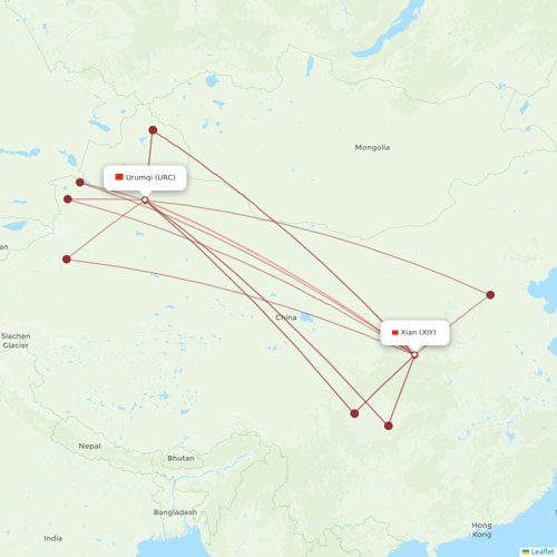 Jiangxi Airlines flights between Xian and Urumqi