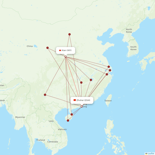 Air Changan flights between Xian and Zhuhai
