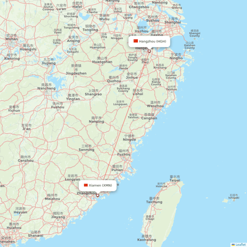 Shandong Airlines flights between Xiamen and Hangzhou