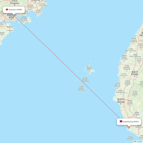Mandarin Airlines flights between Xiamen and Kaohsiung
