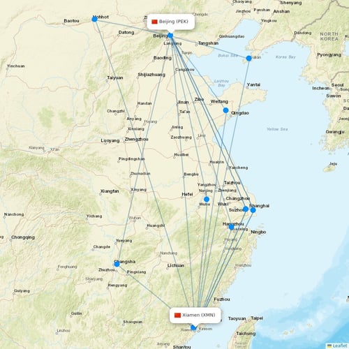 Shandong Airlines flights between Xiamen and Beijing