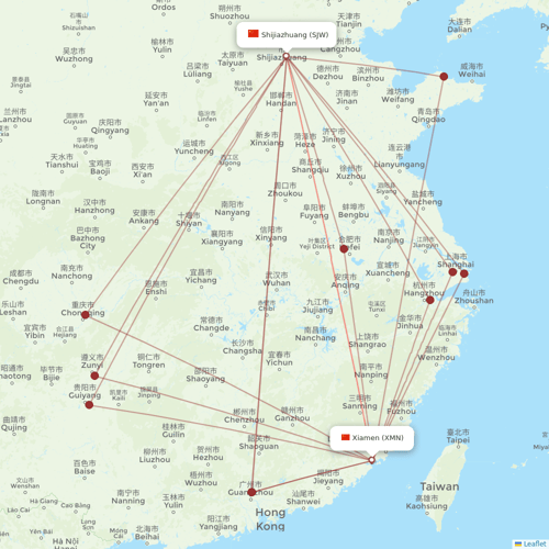 Hebei Airlines flights between Xiamen and Shijiazhuang