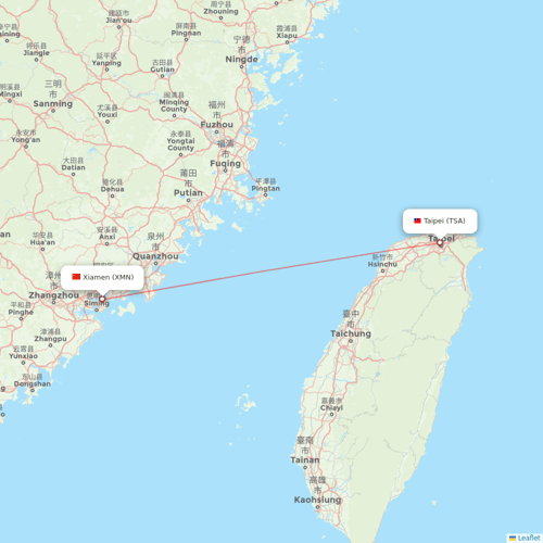 UNI Air flights between Xiamen and Taipei