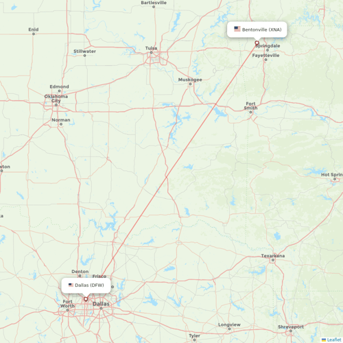 American Airlines flights between Bentonville and Dallas