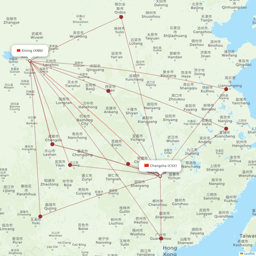 HongTu Airlines flights between Xining and Changsha