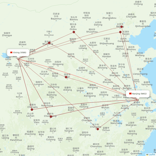 Tibet Airlines flights between Xining and Nanjing