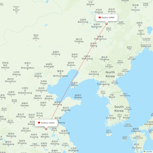 Loong Air flights between Xuzhou and Harbin