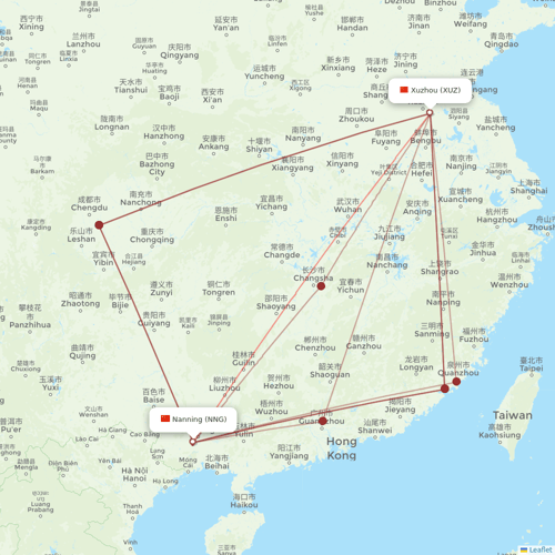Guangxi Beibu Gulf Airlines flights between Xuzhou and Nanning