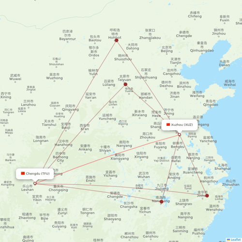 Sichuan Airlines flights between Xuzhou and Chengdu