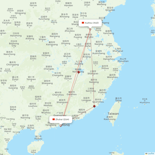 Loong Air flights between Xuzhou and Zhuhai