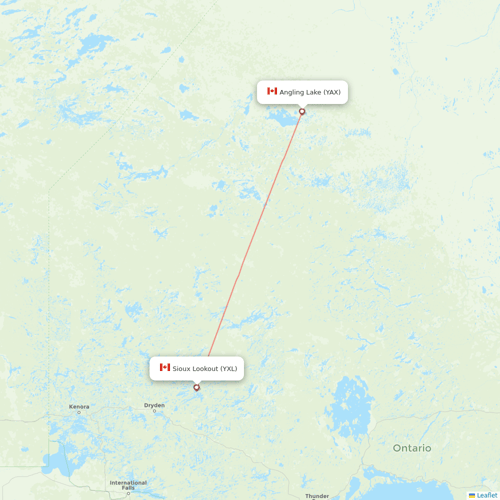 Air Antwerp flights between Angling Lake and Sioux Lookout