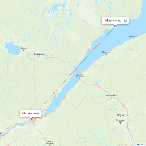 Air Liaison flights between Baie Comeau and Quebec