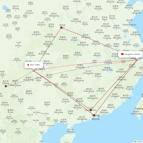 Hebei Airlines flights between Yibin and Hangzhou