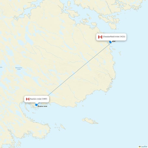 Calm Air International flights between Chesterfield Inlet and Rankin Inlet