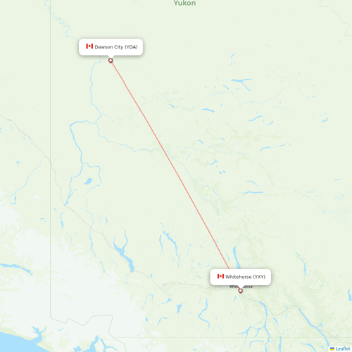 Air North flights between Dawson City and Whitehorse