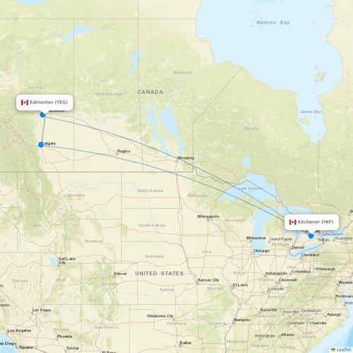 Flair Airlines flights between Edmonton and Kitchener
