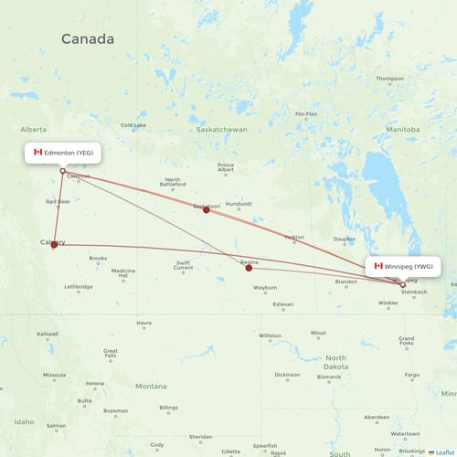 WestJet flights between Edmonton and Winnipeg