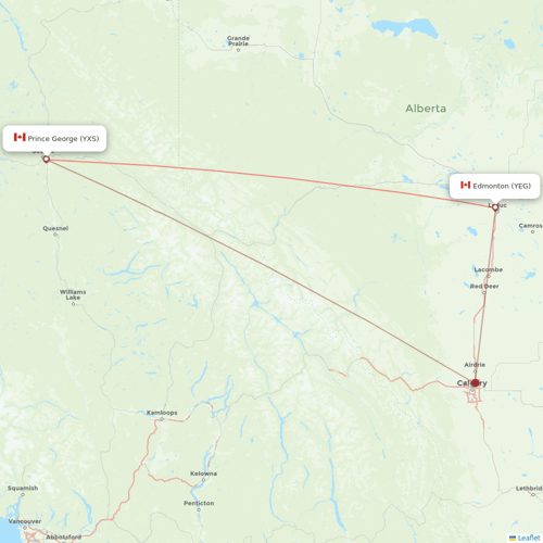 CMA flights between Edmonton and Prince George