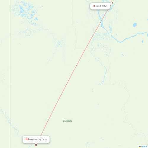 Air North flights between Inuvik and Dawson City