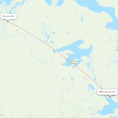 Canadian North flights between Inuvik and Yellowknife